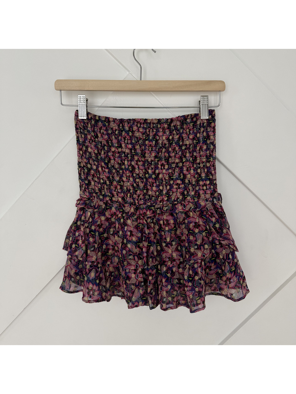Cecilie Copenhagen Tessa Floral Smocked Mini Skirt XS New